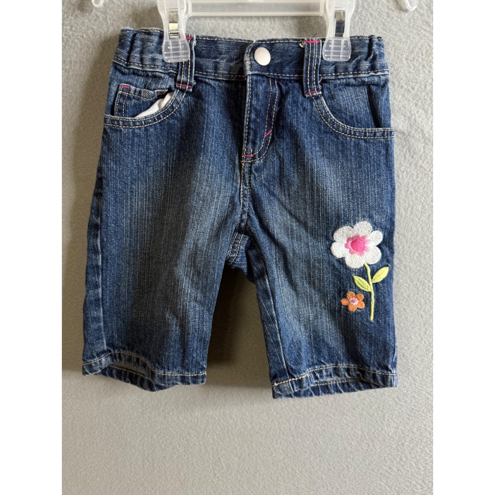 Gymboree Denim Shorts Girls 4 Flower Applique Casual Playwear Toddler